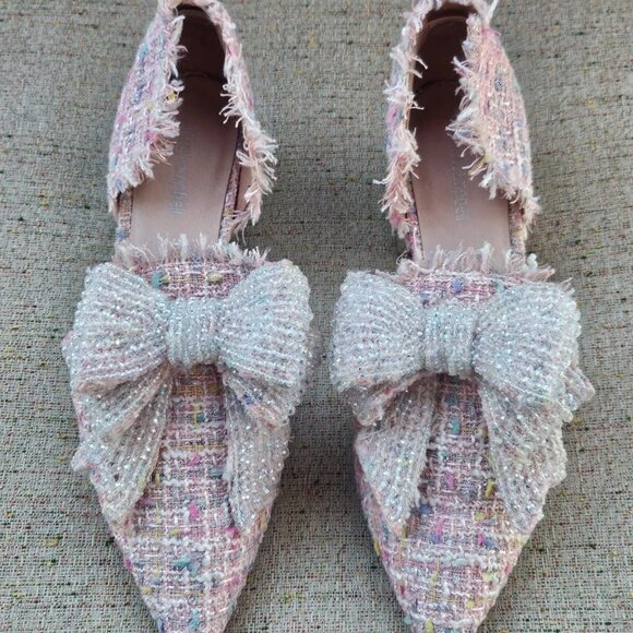 Jeffrey Campbell Women Sandal Shoe Block Heel Pumps in Pink Tweed Size 39 8.5US - Picture 4 of 12